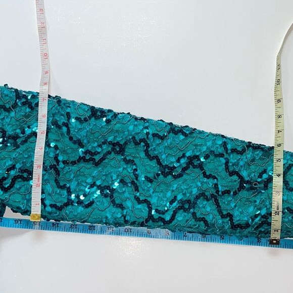 VTG Nah Nah Collection Lace Emerald Sequins Women Blazer Sz 12 Made In USA - Picture 12 of 16